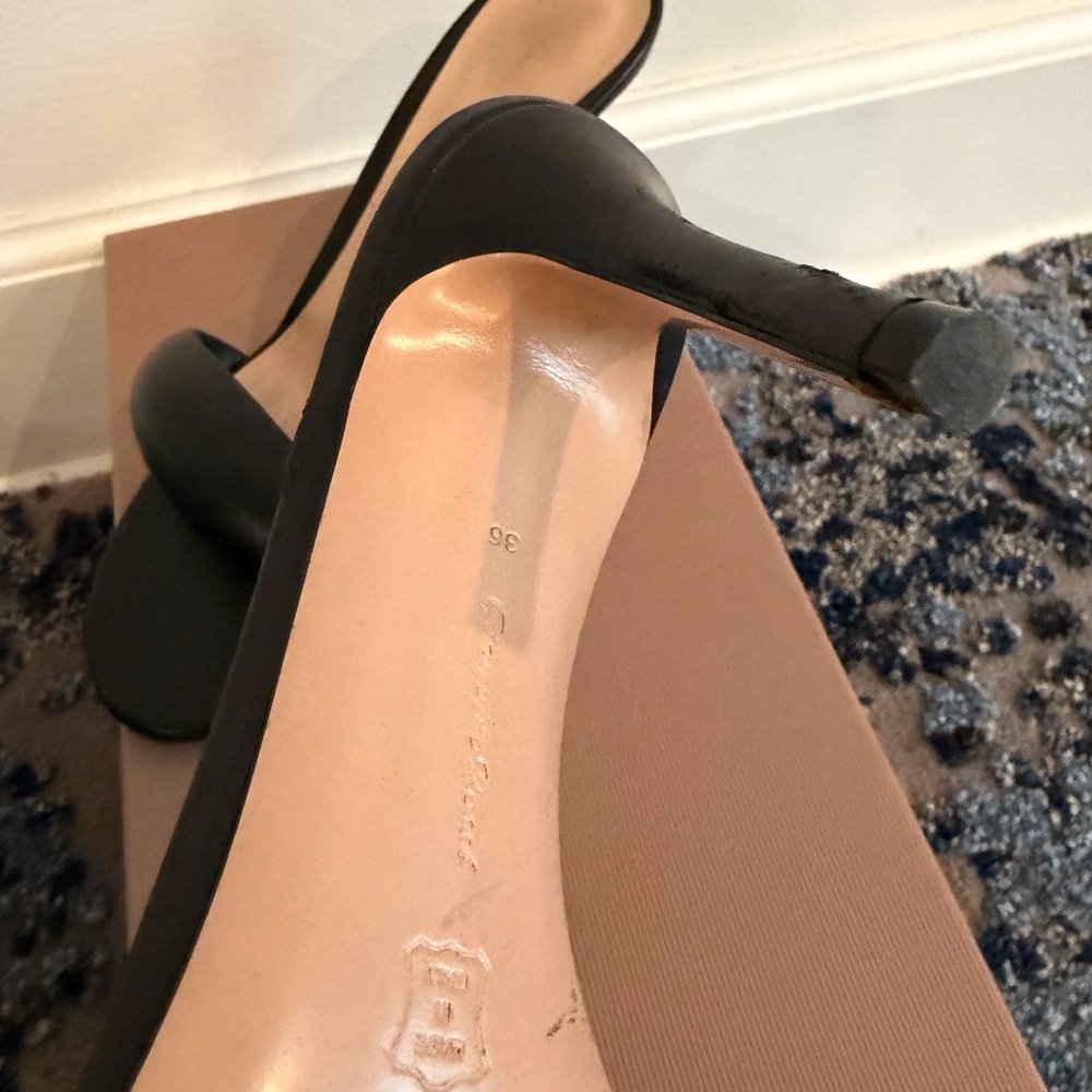 Gianvito Rossi Black Leather Mules Black Bijoux 85 Heeled Sandals Size 36 - Picture 11 of 12